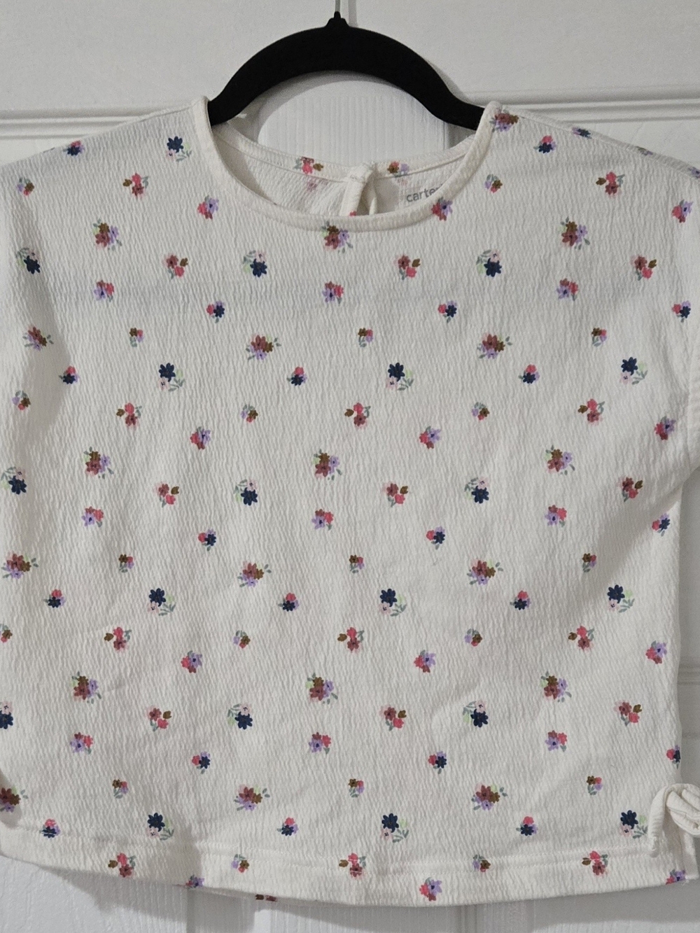 Carter's White Short Sleeve Top with Small Multicolor Floral Pattern
